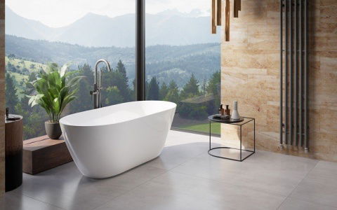 Cada freestanding Besco Moya compozit 160x68 cm, alb