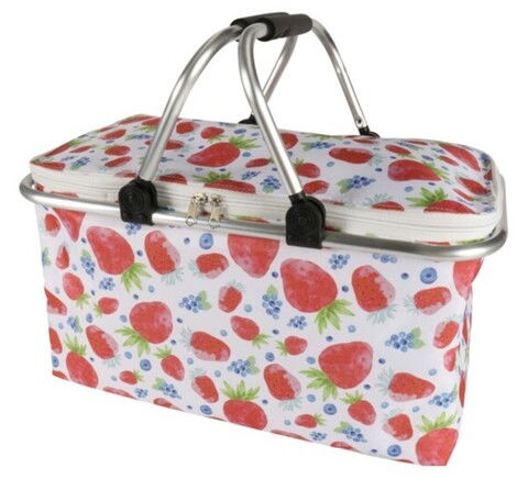 Cos termoizolant Strawberries, 35L, 48x28x24 cm, poliester, rosu