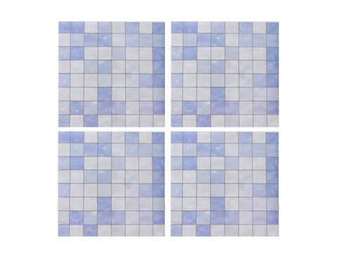 Autocolant decorativ Plaid, 15x15 cm, 8 piese, polipropilena, albastru