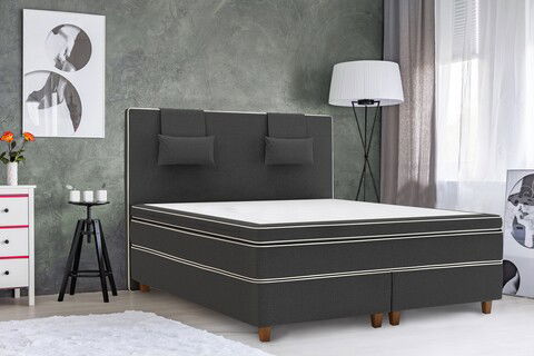 Pat matrimonial, Luxury Stockholm, 160x200 cm, saltea tip Pocket, topper memory, Antracit