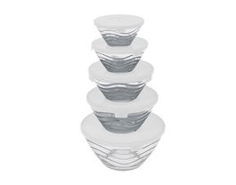 Set 5 caserole Wave, sticla, alb
