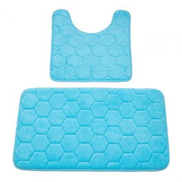Set 2 covorase de baie Heineer, 50x80 cm/50x45 cm, spuma cu memorie, turcoaz