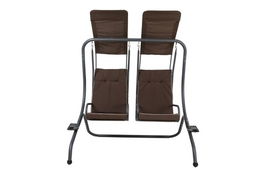 Leagan cu 2 locuri, Segars, 170 x 132 x 170 cm, otel, gri/maro