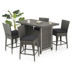 Set mobilier pentru gradina Contempo, masa + 4 scaune, gri/negru