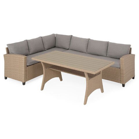 Set mobilier pentru gradina/terasa, Baxter, 3 piese, natur/bej