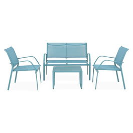 Set mobilier pentru gradina/terasa, Kavala, 4 piese, albastru