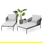 Set mobilier pentru gradina/terasa, 2 sezlonguri si masuta, Milano, aluminiu, gri/alb