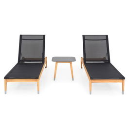 Set mobilier pentru gradina/terasa, 2 sezlonguri si masuta, Milano, aluminiu, natur/negru