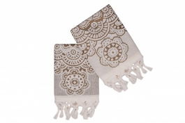 Set 2 prosoape de maini 50x90 cm, 100% bumbac, Saheser, Marcello Brown