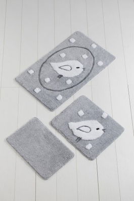 Set 3 covorase de baie, Chilai, Birdie - Grey