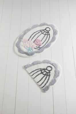 Set 2 covorase de baie, Chilai, Sweet Bird Grey, multicolor