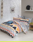 Lenjerie de pat dubla King Size, EnLora Home, Bettina Yellow, 4 piese, bumbac ranforce, multicolor
