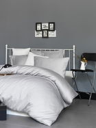 Lenjerie de pat dubla, Patik, De Light Grey, 6 piese, 220x240 cm, 100% bumbac satinat, gri