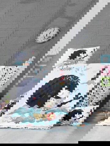 Lenjerie de pat pentru copii, Victoria, Fisher, 4 piese, 100% bumbac ranforce, multicolor