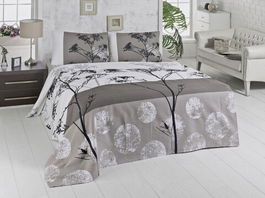 Cuvertura de pat dubla King Size, Victoria, Belezza Grey FR, 220x240 cm, 100% bumbac, multicolor