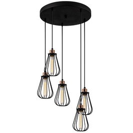 Lustra Fetiye N-1115, Noor, 45 x 113 cm, 5 x E27, 100W, negru