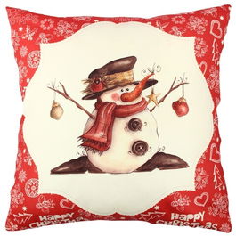 Perna decorativa Snowman w globes, Gravel, 43x43 cm, policoton, multicolor