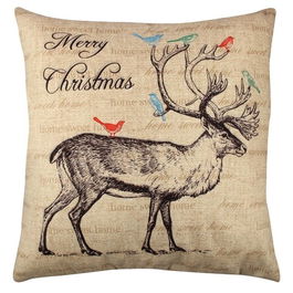 Perna decorativa Deer w text, Gravel, 43x43 cm, policoton, multicolor