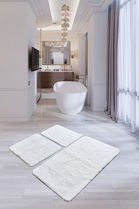 Set 3 covorase de baie Havai, Chilai, 40x60 cm/50x60 cm/60x100 cm, alb
