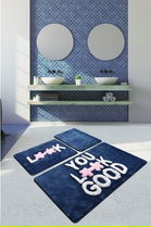 Set 3 covorase de baie Look, Chilai, 40x60 cm/50x60 cm/60x100 cm, albastru