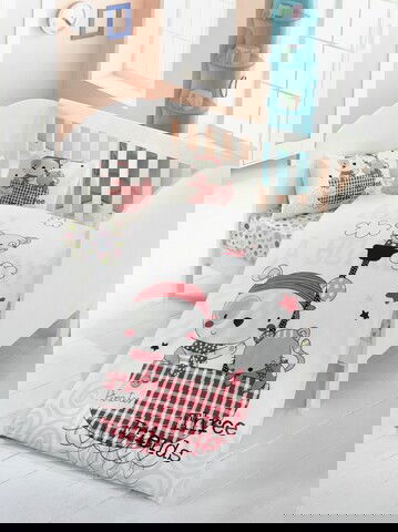 Lenjerie de pat pentru copii, Victoria, Corsan, 4 piese, 100% bumbac ranforce, multicolor