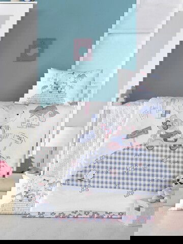 Lenjerie de pat pentru copii, Victoria, Trip, 4 piese, 100% bumbac ranforce, multicolor