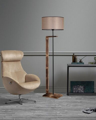 Lampadar, Luin, 8277-3, E27, 60 W, metal/lemn/textil