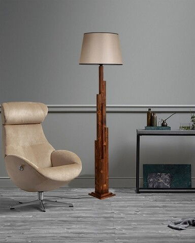 Lampadar, Luin, 8301-6, E27, 60 W, lemn/textil