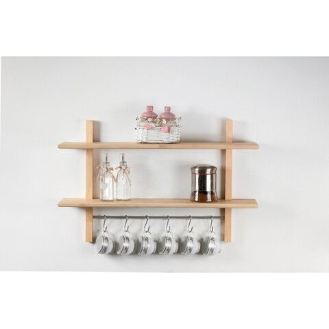 Raft pentru perete Kladusa Mutfak, Puqa Design, 80x14x55 cm, stejar
