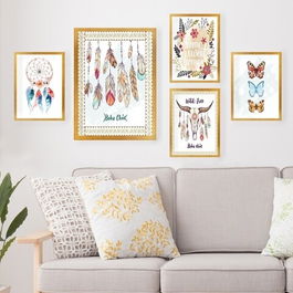Set 5 tablouri decorative, SET_115, Lulu, 24x29 cm/34x44 cm, plastic