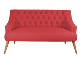 Canapea fixa Lamont, Zeon, 2 locuri, 140x74x80 cm, lemn, rosu