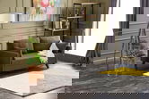 Canapea fixa Bella Sofa, Balcab Home, 2 locuri, 177x81x85 cm, lemn, antracit