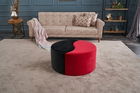 Taburet Alis Puf, Balcab Home, 80x80x40 cm, lemn, rosu/negru
