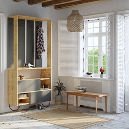 Cuier Norfolk, Decortie, 97x35x200 cm, PAL melaminat, Oak/antracit