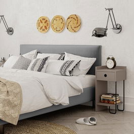 Noptiera Cactus Right, Decortie, 29.5x31.5x58 cm, PAL melaminat, maro deschis