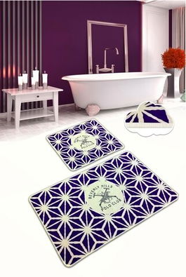 Set 2 covorase de baie Purple Glow, Beverly Hills Polo Club, 60x100 cm/50x60 cm, catifea, mov