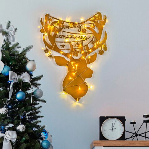 Decoratiune de luminoasa XMASGOLD-026, Tanelorn, 52x70 cm, metal, auriu