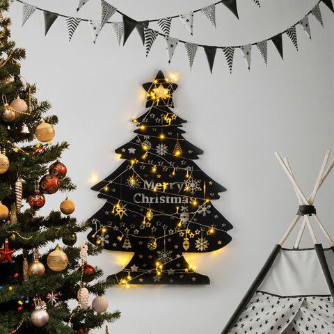 Decoratiune de luminoasa XMASBLACK-031, Tanelorn, 70x100 cm, metal, negru