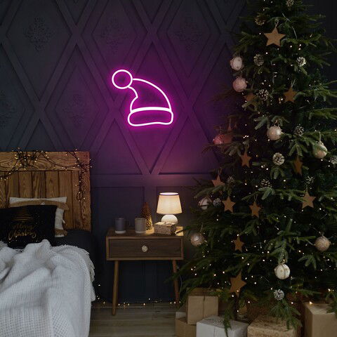 Lampa de perete Santa Claus, Neon Graph, 28x26x2 cm, roz