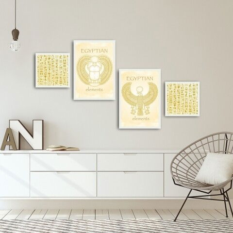 Set 4 tablouri decorative, Alpha Wall, Egyptian Elements, 30x30/35x50 cm