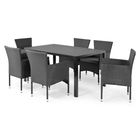 Set masa dreptunghiulara mica si 6 scaune, Encore, negru/gri