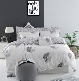Lenjerie de pat dubla King, 3 piese, 220x240 cm, amestec bumbac, Eponj Home, Palma, gri