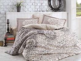 Lenjerie de pat dubla King, 3 piese, 220x240 cm, 100% bumbac poplin, Hobby, Serenity, gri