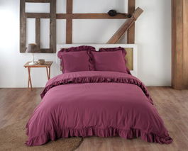Lenjerie de pat dubla King, 3 piese, 220x240 cm, 100% bumbac, Limasso, Exclusive Stonewashed, rosu