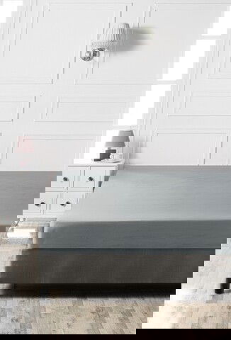 Cearceaf de pat cu elastic, 90x190 cm, 100% bumbac ranforce, Patik, Dark Grey, gri inchis