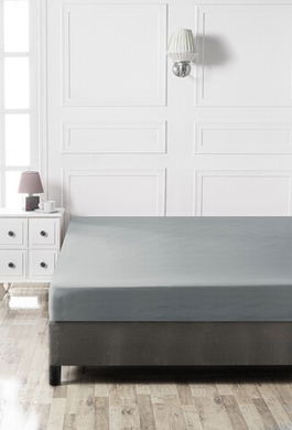 Cearceaf de pat cu elastic, 140x190 cm, 100% bumbac ranforce, Patik, Dark Grey, gri inchis
