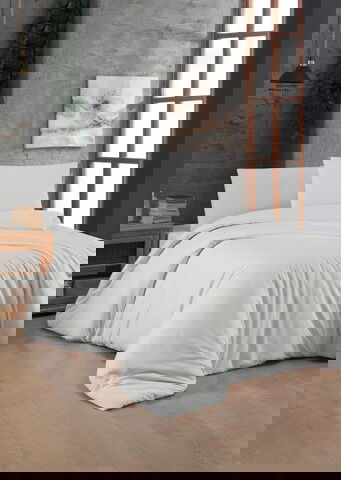 Lenjerie de pat dubla King, 3 piese, 220x240 cm, 60x60 cm, 100% bumbac ranforce, Patik, White, alb