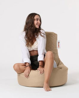 Fotoliu puf, Bean Bag, Ferndale Lina, 70x80 cm, poliester impermeabil, bej nurca