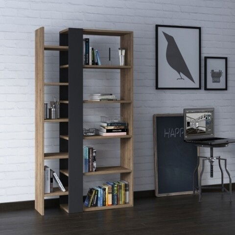 Biblioteca Lift, Homitis, 80x29x150.5 cm, maro/antracit