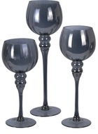 Set 3 suporturi pentru lumanari Luster, sticla, gri